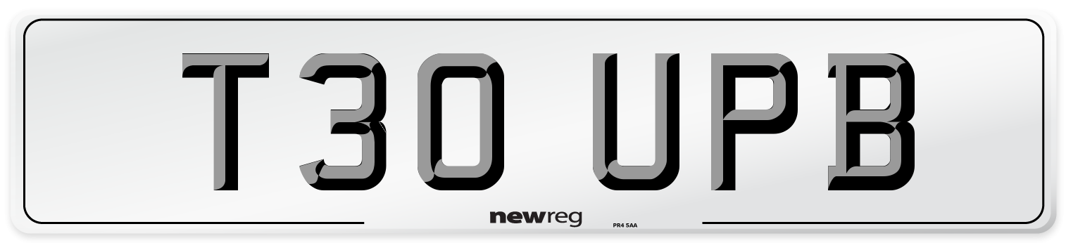 T30 UPB Number Plate from New Reg
